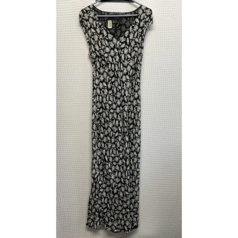 VTG August Silk Black Floral‎ Maxi Sheath Dress Women 14 China Silk/Polyester